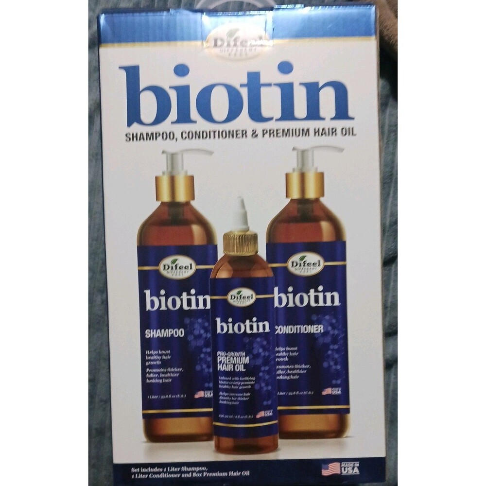 DIFEEL Biotin Shampoo, Conditioner & Pro-Growth Oil 3 PC. Set - JUMBO SIZE - NEW